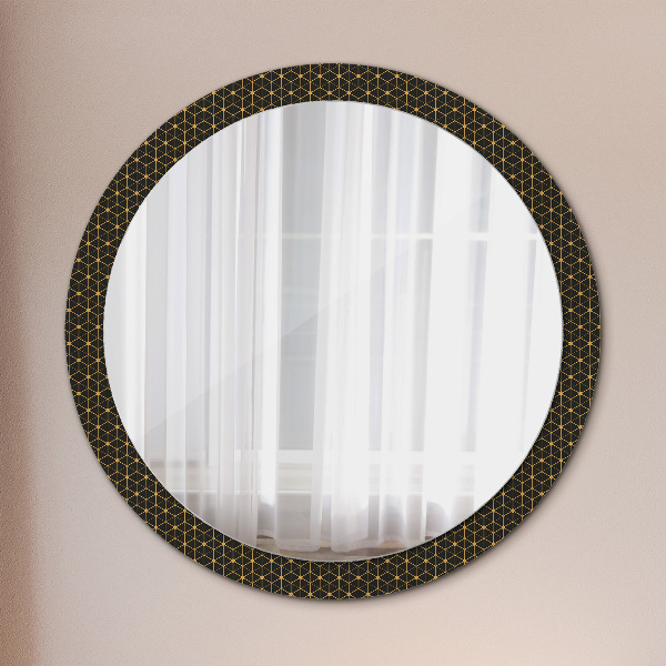 Round mirror frame with print Hexagonal geometry