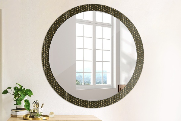 Round mirror frame with print Hexagonal geometry
