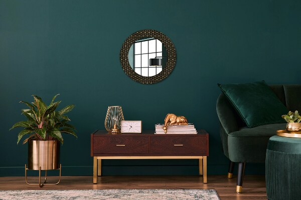 Round mirror frame with print Hexagonal geometry