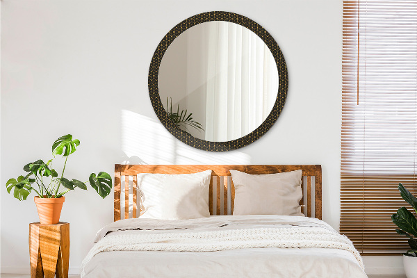 Round mirror frame with print Hexagonal geometry