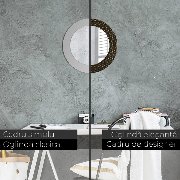 Round mirror frame with print Hexagonal geometry