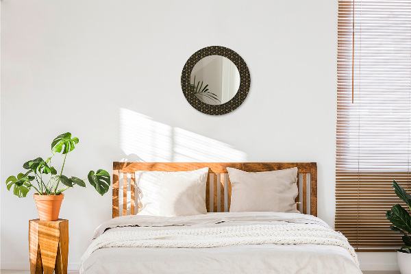 Round mirror frame with print Hexagonal geometry