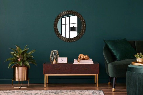 Round mirror frame with print Hexagonal geometry