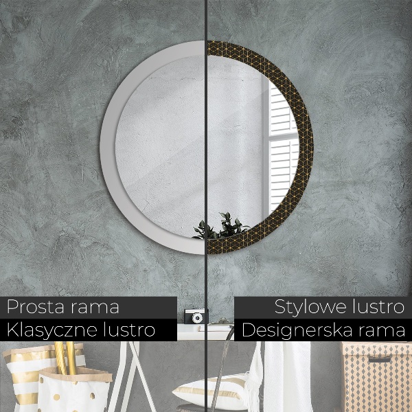 Round mirror frame with print Hexagonal geometry