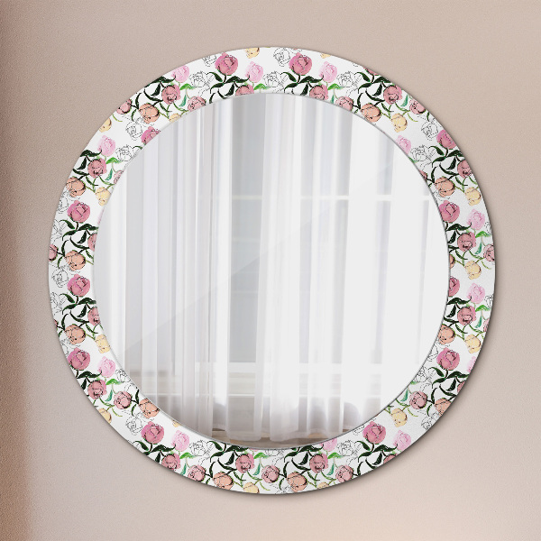 Round decorative mirror Peony buds