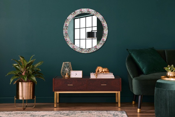 Round decorative mirror Peony buds