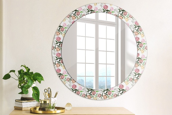 Round decorative mirror Peony buds