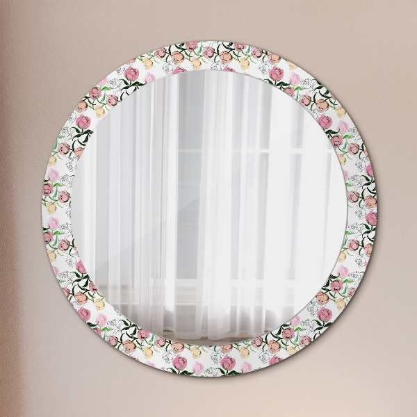 Round decorative mirror Peony buds