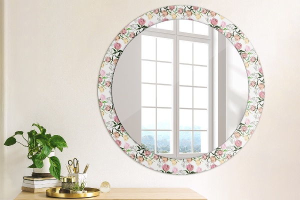 Round decorative mirror Peony buds