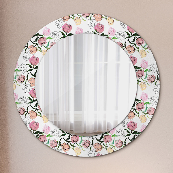 Round decorative mirror Peony buds