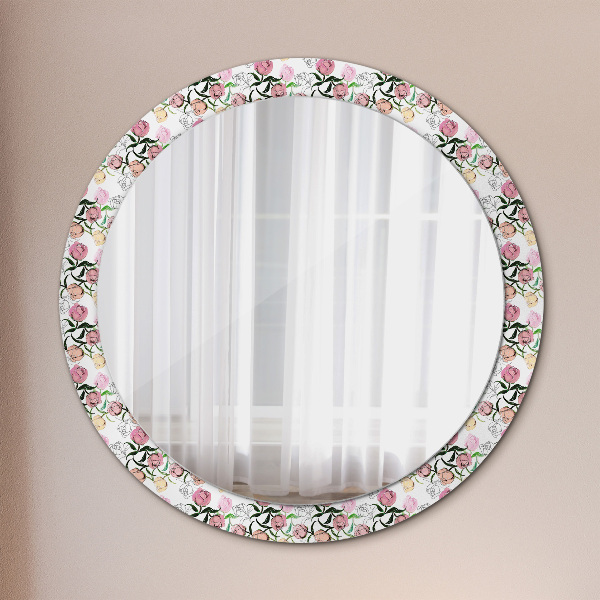 Round decorative mirror Peony buds