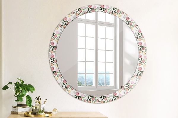Round decorative mirror Peony buds