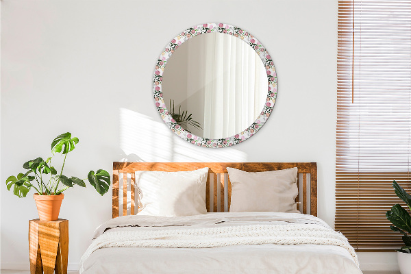 Round decorative mirror Peony buds