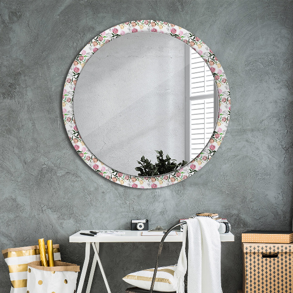 Round decorative mirror Peony buds