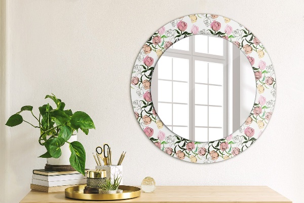 Round decorative mirror Peony buds