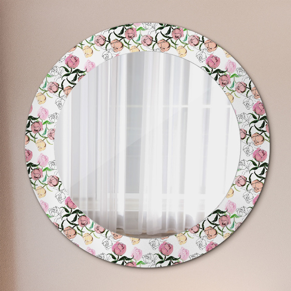 Round decorative mirror Peony buds
