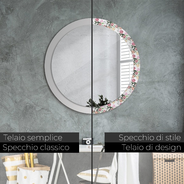 Round decorative mirror Peony buds