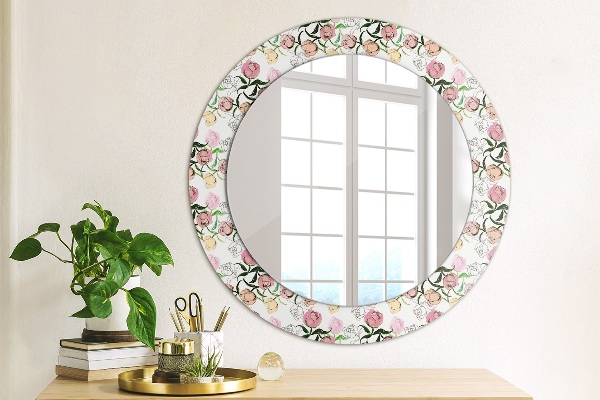 Round decorative mirror Peony buds