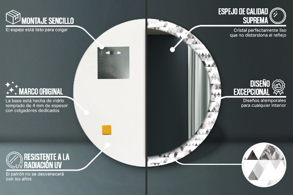 Round printed mirror Rainbow triangle