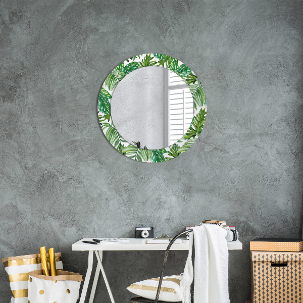 Round printed mirror Jungle leaves