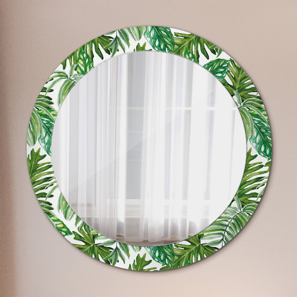 Round printed mirror Jungle leaves