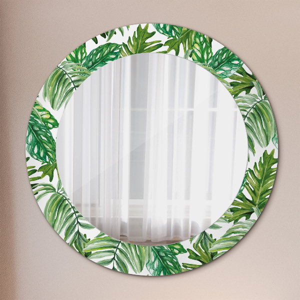 Round printed mirror Jungle leaves