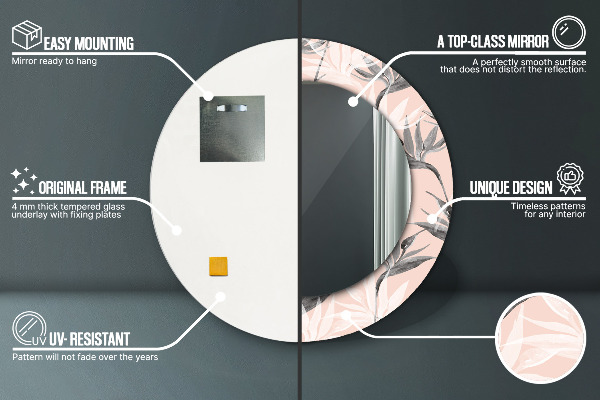 Round printed mirror Bird paradise