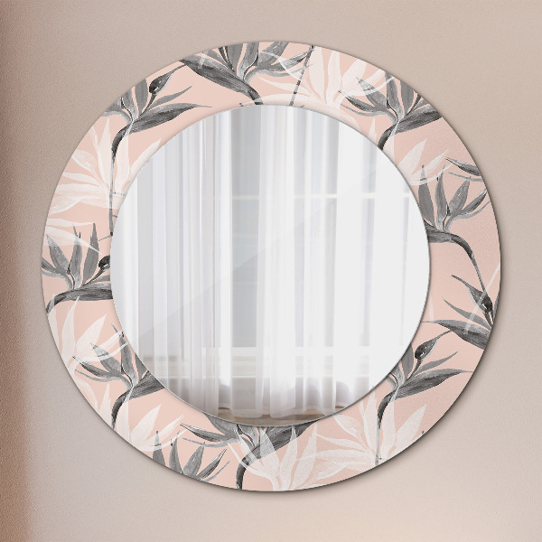 Round printed mirror Bird paradise