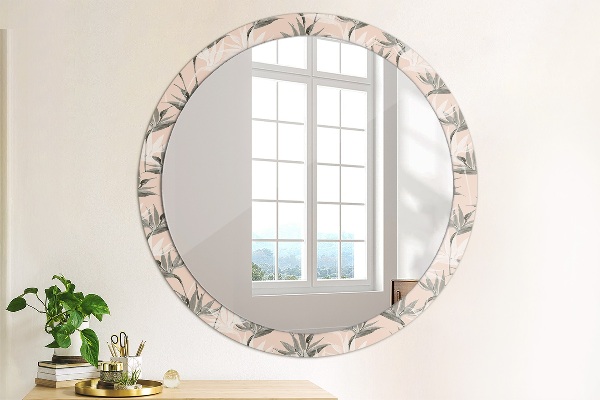 Round printed mirror Bird paradise