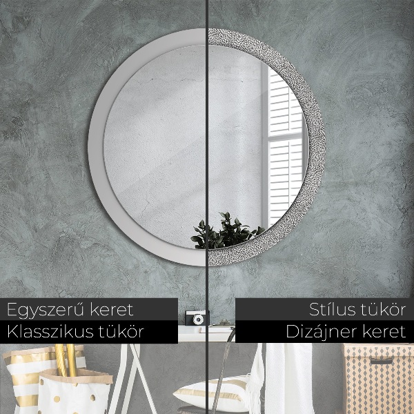 Round printed mirror Floral pattern