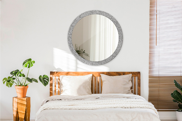 Round printed mirror Floral pattern