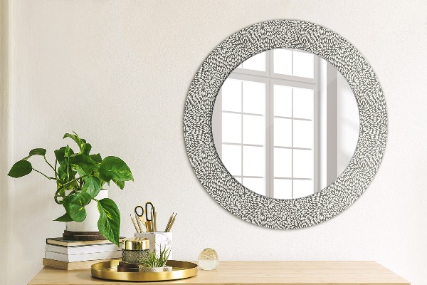 Round printed mirror Floral pattern