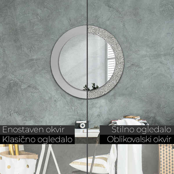 Round printed mirror Floral pattern