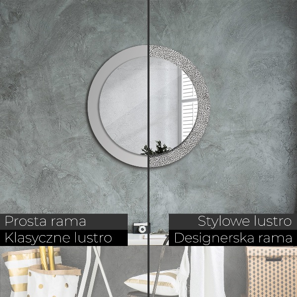 Round printed mirror Floral pattern
