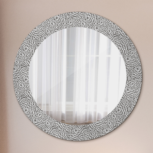 Round printed mirror Floral pattern