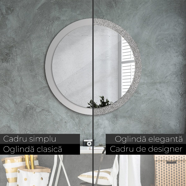 Round printed mirror Floral pattern