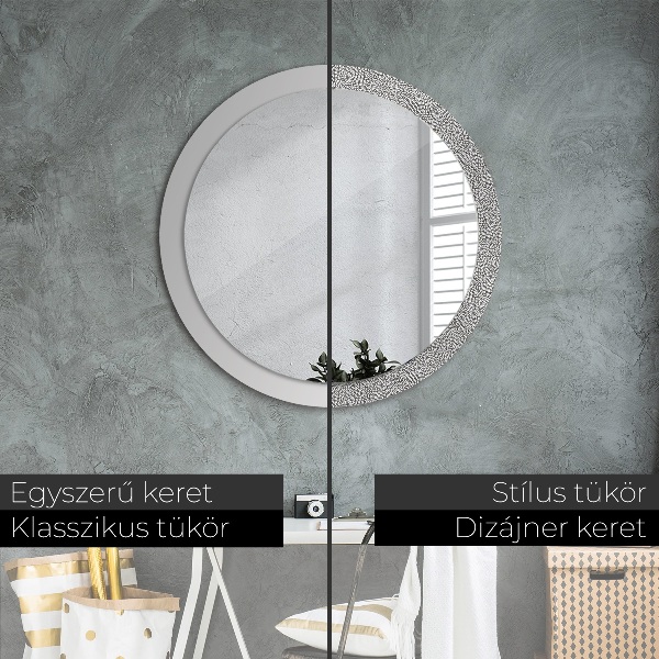 Round printed mirror Floral pattern