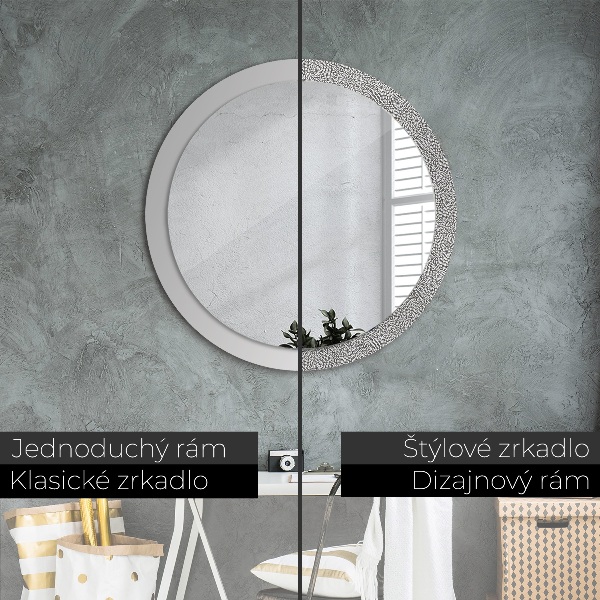 Round printed mirror Floral pattern