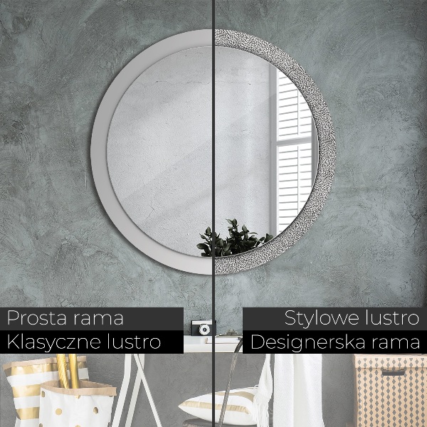 Round printed mirror Floral pattern
