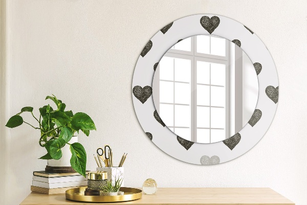 Round printed mirror Abstract hearts