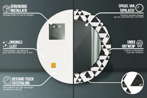 Round printed mirror Geometry triangles
