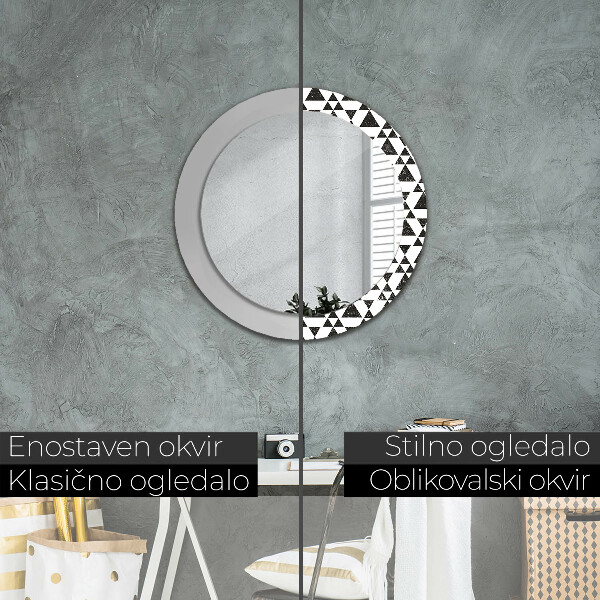 Round printed mirror Geometry triangles
