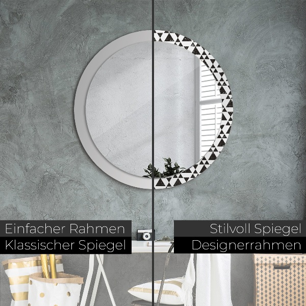 Round printed mirror Geometry triangles