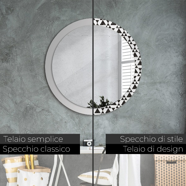 Round printed mirror Geometry triangles