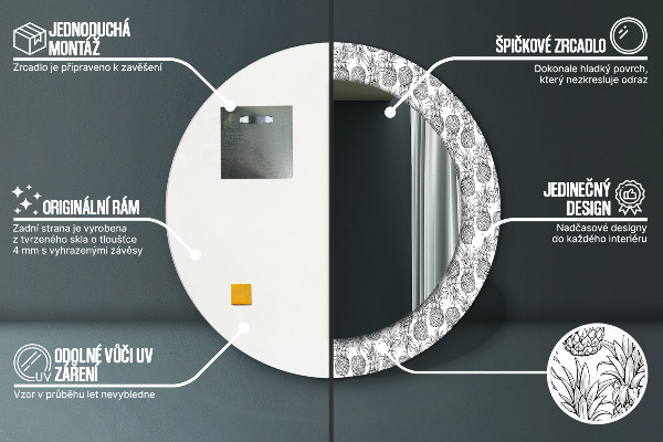 Round decorative mirror Pineapple