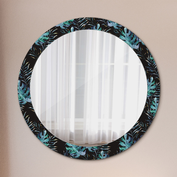 Round decorative mirror Exotic leaves