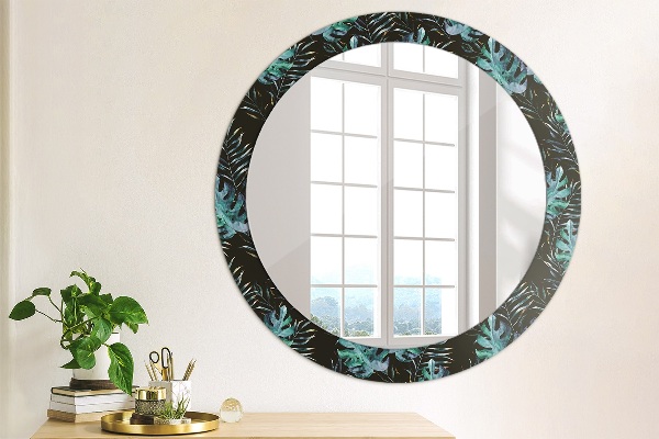Round decorative mirror Exotic leaves