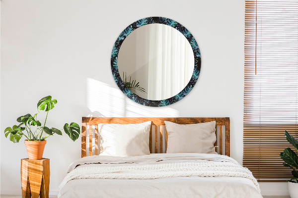 Round decorative mirror Exotic leaves