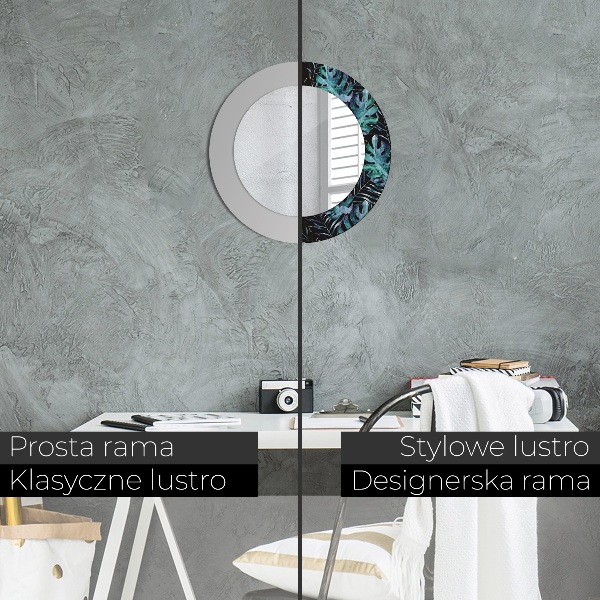 Round decorative mirror Exotic leaves