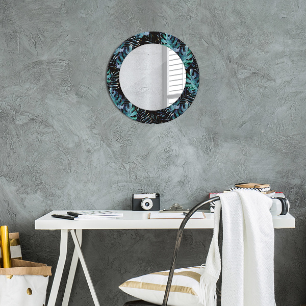 Round decorative mirror Exotic leaves